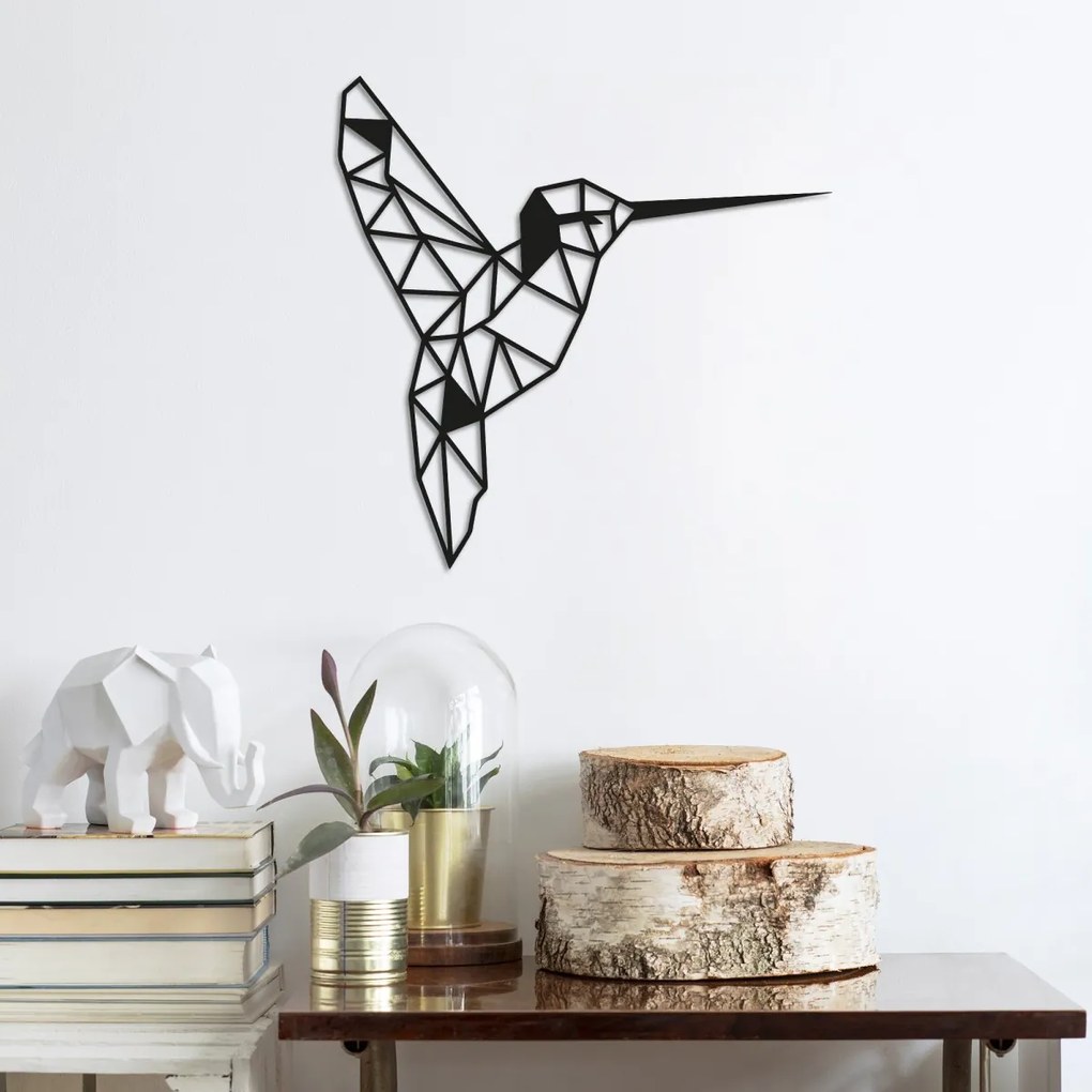 Nástenná kovová dekorácia VTÁK 44 cm čierna