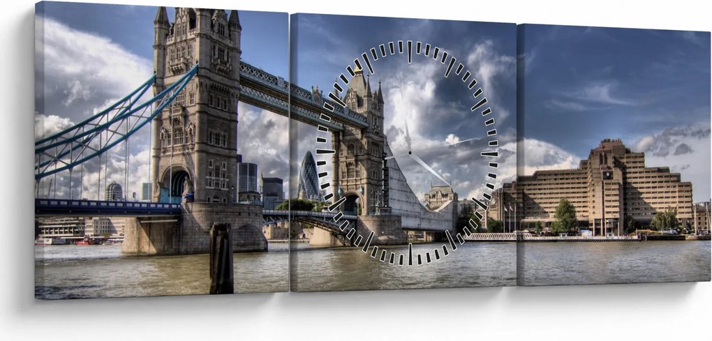 Obraz - Tower Bridge v Londýne (s hodinami) (90x30 cm)