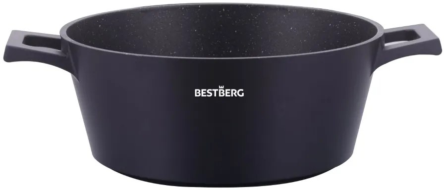 bestBerg BBN-1014BK 14-dielna prémiová súprava riadu s nepriľnavým mramorovým povrchom / čierna