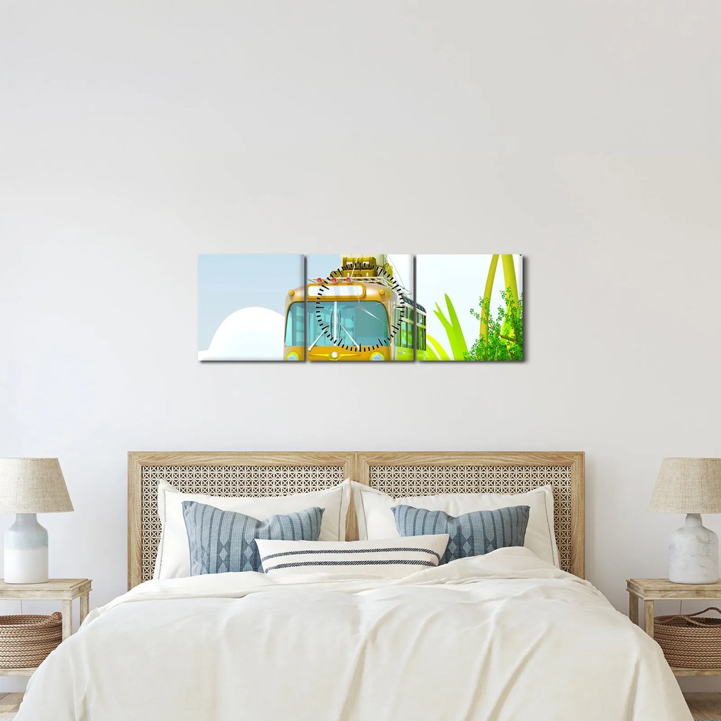 Obraz - Cesta do trópov (s hodinami) (90x30 cm)