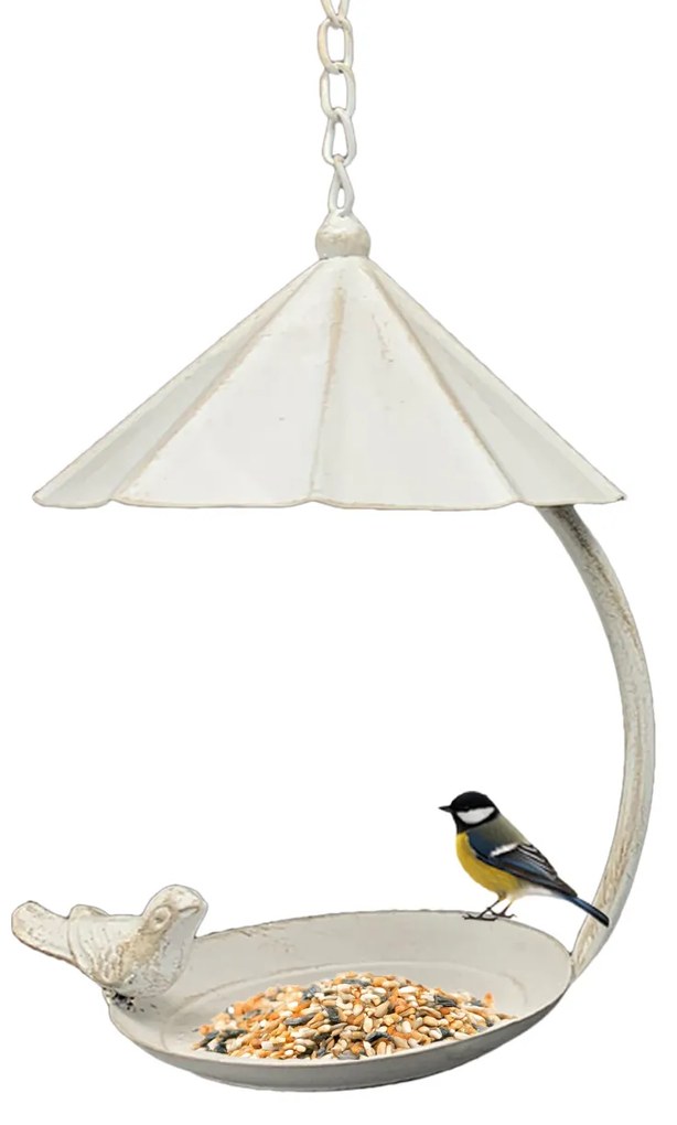 Závesné napájadlo pre vtáky Lillian, 43x18 cm, kov, krémová