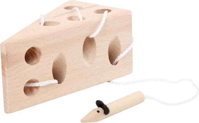 Small foot Dřevěná provlékací hra - myš v sýru
