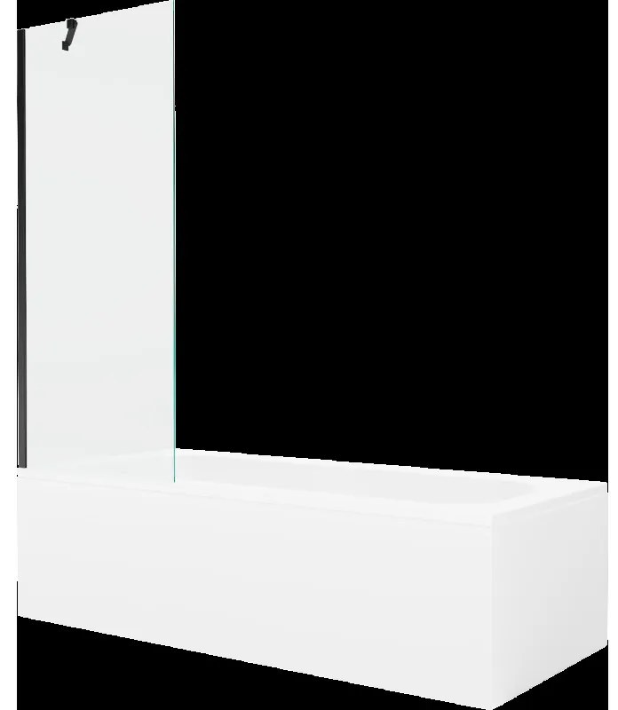 Mexen Vega obdĺžniková vaňa 180 x 80 cm s obkladom a 1-krídlovou sprchovou zástenou 70 cm, Transparentné, Čierna - 550118080X950