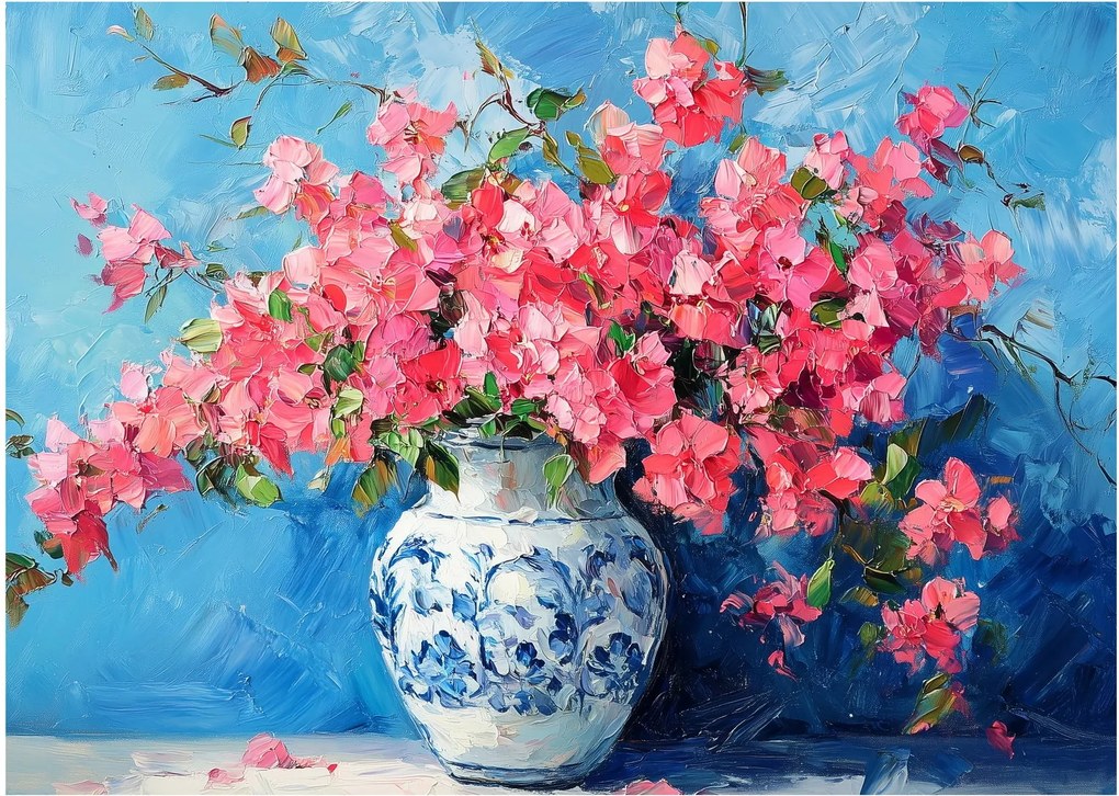 Obraz - Váza ružových kvetov (70x50 cm)