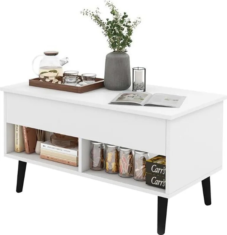 Konferenčný stolík s výsuvným vrchom, biely