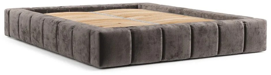 Hnedá čalúnená dvojlôžková posteľ s úložným priestorom s roštom 160x200 cm Aruba L – Maison de Rêve