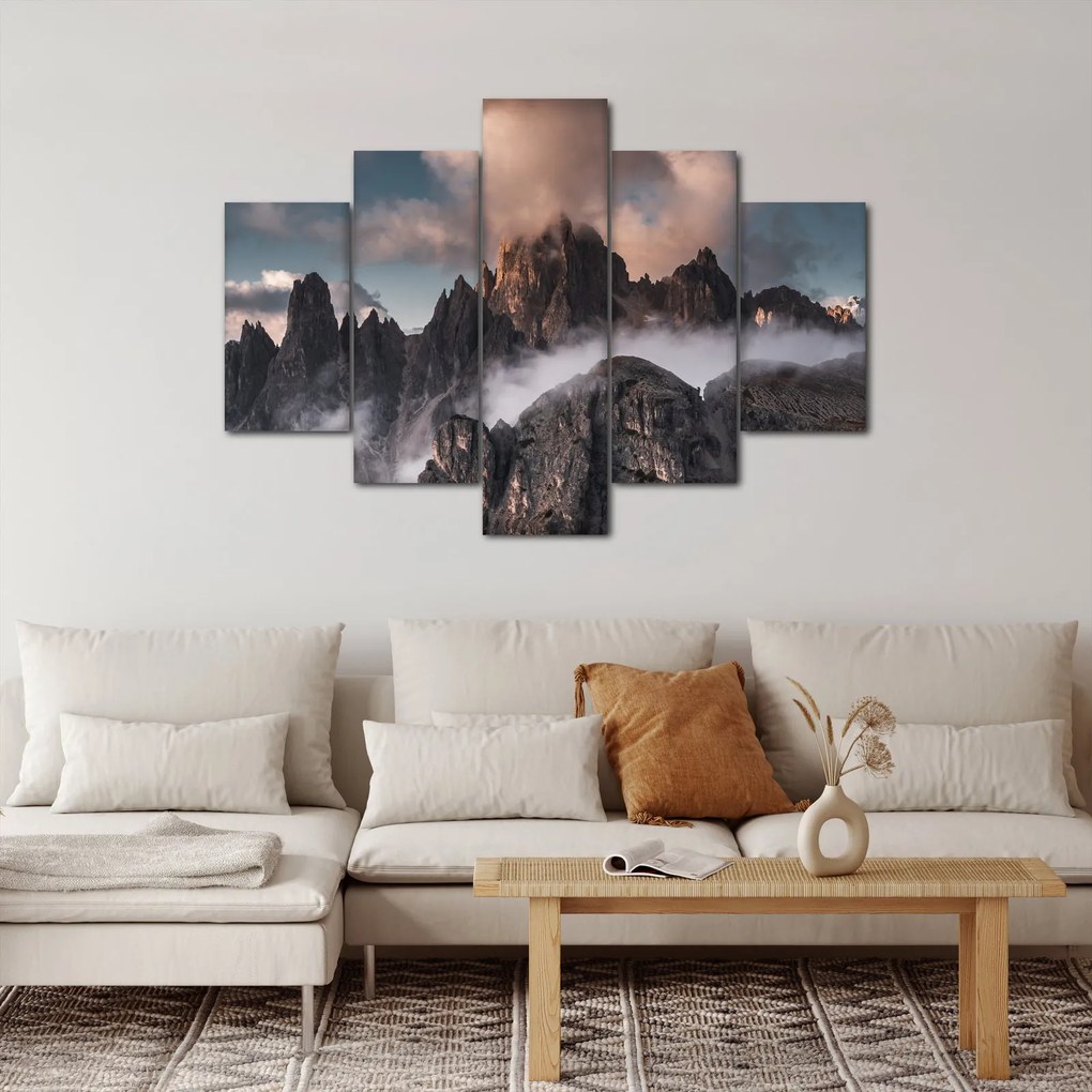 Obraz - Talianske dolomity schované v hmle (150x105 cm)