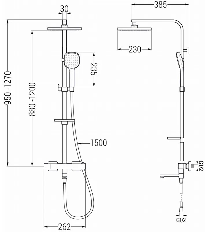 Mexen - CQ33 vaňovo-sprchový set s termostatickou batériou Cube, čierna, 779103395-70