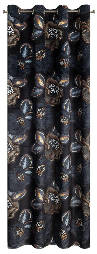 ZATEMŇOVACÍ ZÁVES NA KRÚŽKOCH LIMITED COLLECTION PEONIA2 140X250 CM ČIERNA