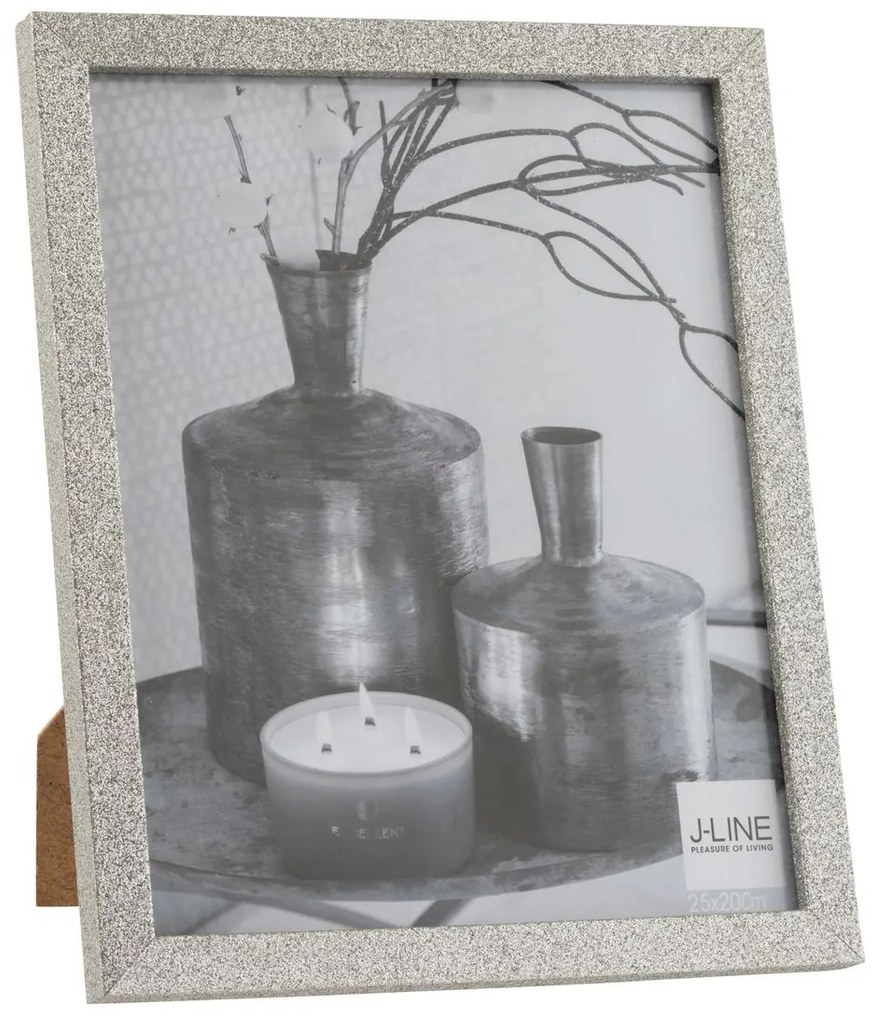 Strieborný dekoratívny fotorámik s flitrami Glitter silver - 22*2*27 cm / 20*25cm