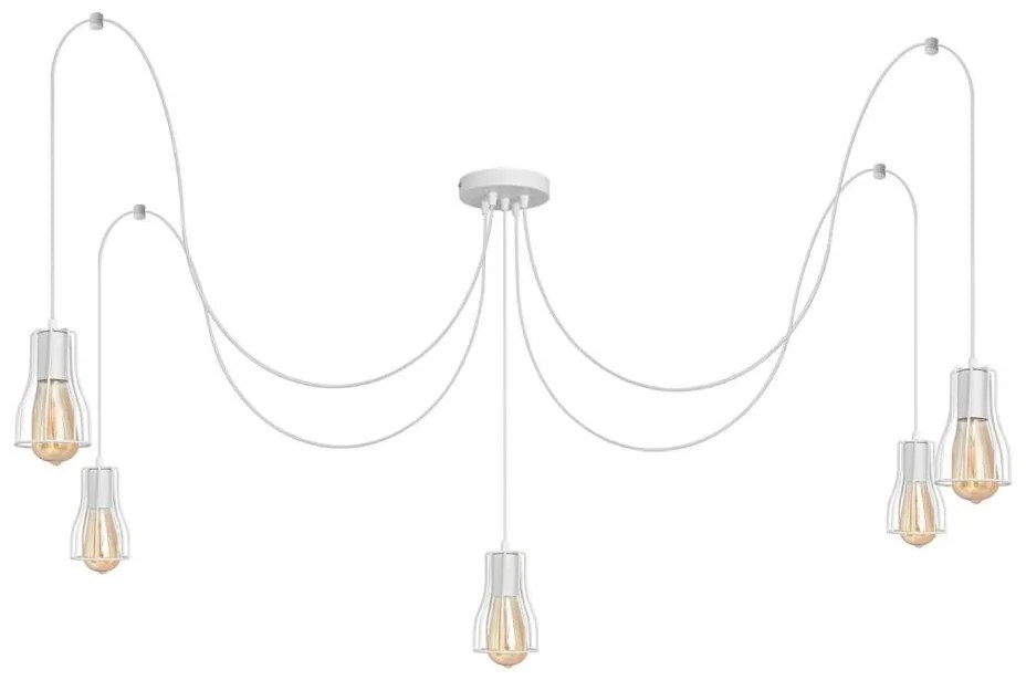 Luster na lanku TUBE 5xE27/15W/230V pavúk biela
