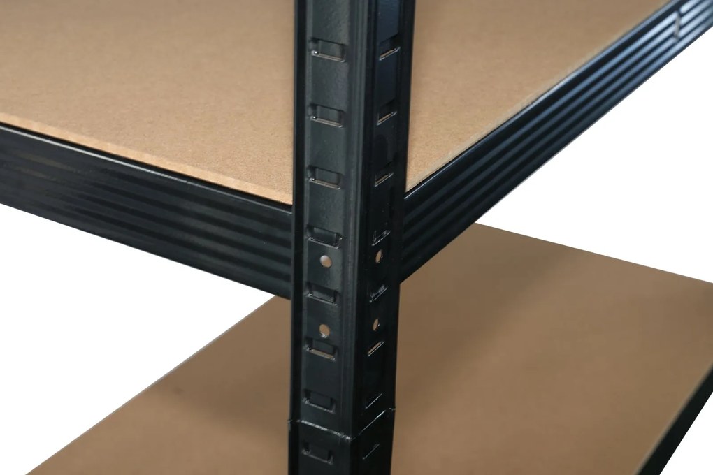 Kovový regál BestBerg BBMS-10B / 90 x 180 x 40 cm / 5 políc / čierna / hnedá