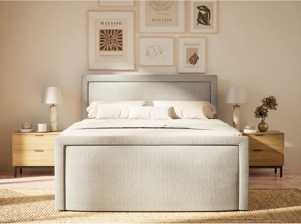 Sivá boxspring posteľ s úložným priestorom 180x200 cm Fresco – Maison de Rêve