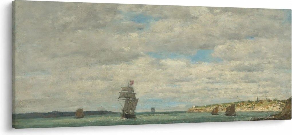 Obraz - Eugène Boudin, Coast of Brittany, reprodukcia (120x50 cm)