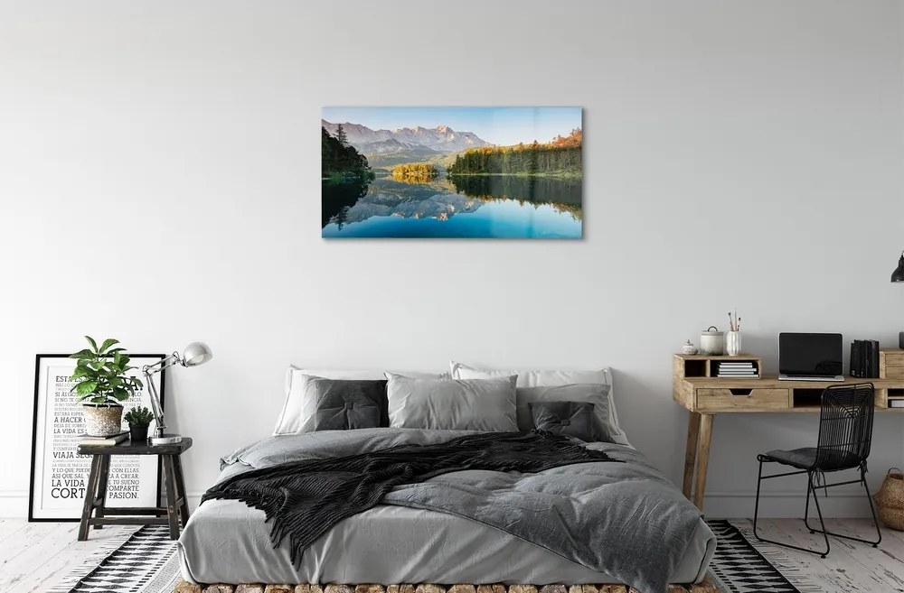 Sklenený obraz Nemecko Mountain forest lake 120x60 cm