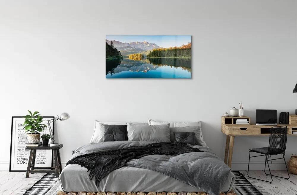 Sklenený obraz Nemecko Mountain forest lake 125x50 cm