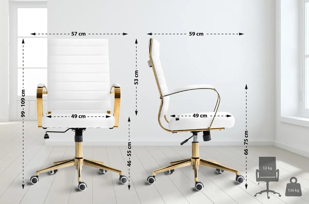 Design-Shop Kancelárska stolička Havanna - koženka - Biela