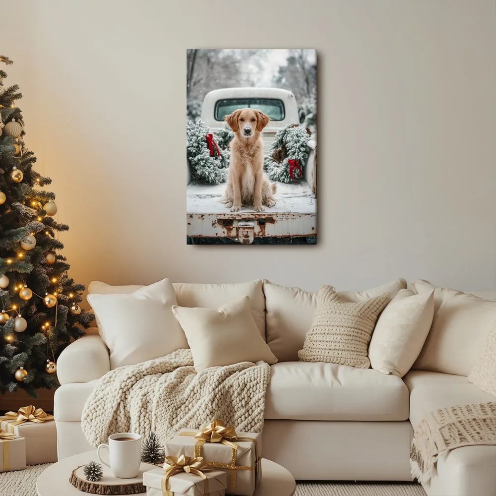 Obraz vianočná atmosféra so psom
