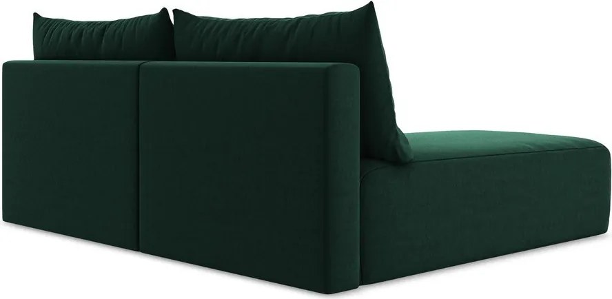 Tmavozelená zamatová rozkladacia/s úložným priestorom rohová pohovka (ľavý roh/s leňoškou) Kalena – Makamii