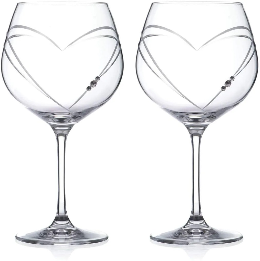 Diamante poháre na gin Hearts s kryštály Swarovski 640 ml 2KS