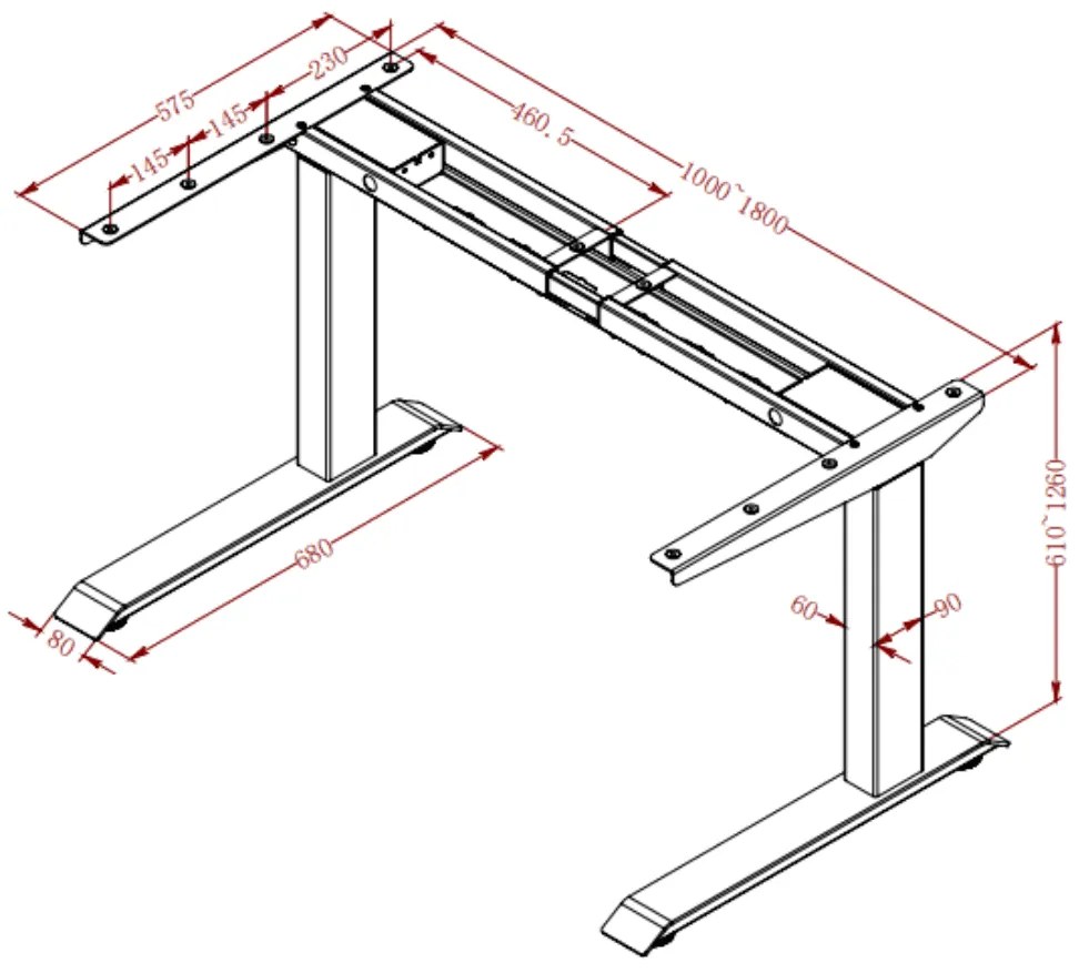 Liftor Magic, čierny výškovo nastaviteľný, elektricky polohovateľný stôl