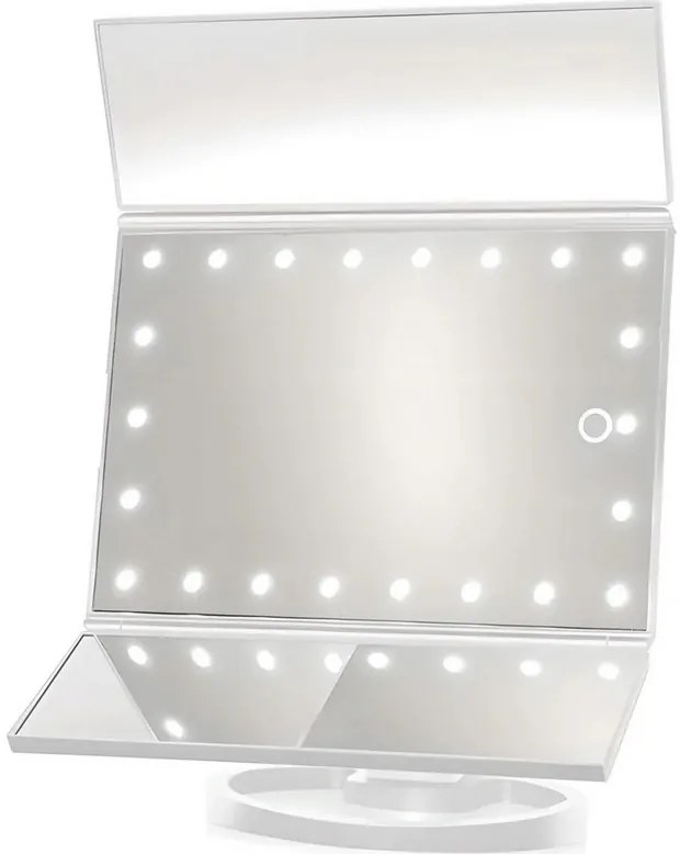 VERK Zrkadlo trojpanelové s LED Dot osvetlením - biele