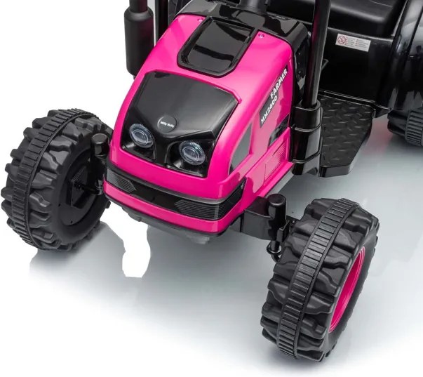 Elektrický traktor Milly Mally s prívesom ružový