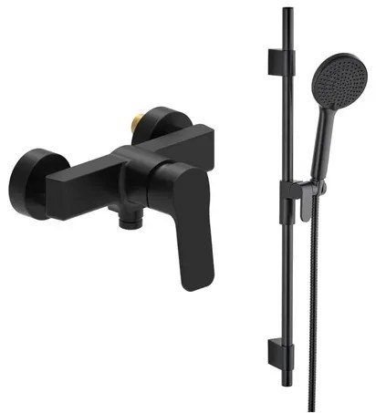 Sprchová batéria SAT Cube Way so sprchovacím setom 150 mm čierna SATBSCU268CSET1