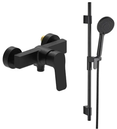 Sprchová batéria SAT Cube Way so sprchovacím setom 150 mm čierna SATBSCU268CSET1
