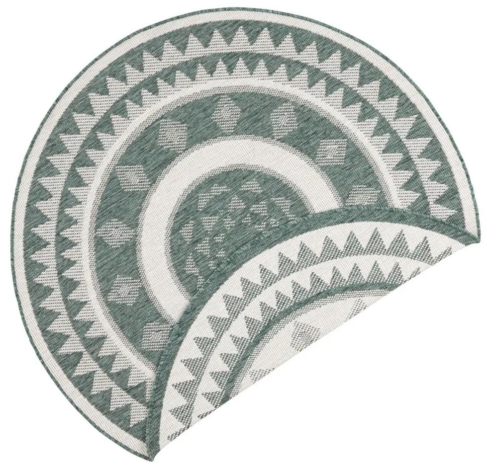 NORTHRUGS - Hanse Home koberce Kusový koberec Twin Supreme 103415 Jamaica green creme – na von aj na doma - 140x140 (priemer) kruh cm