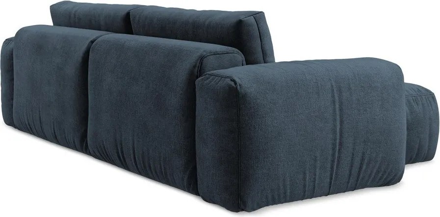 Tmavomodrá ženilková rozkladacia rohová pohovka (ľavý roh/s leňoškou) Kuki – Makamii