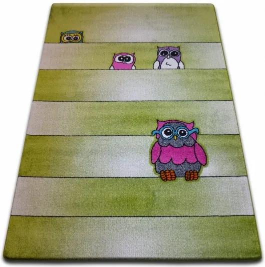 Detský koberec Kids Sovy zelený C412 - 120x170 cm | BIANO