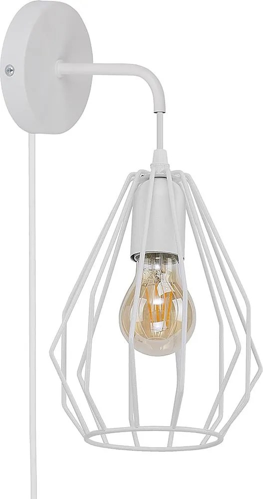 TK-LIGHTING Nástenné kovové osvetlenie BRYLANT, 1xE27, 60W, diamant, biele