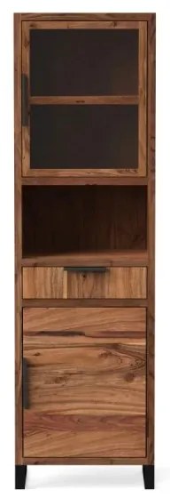 furniture-nabytek.cz - Masívna vitrína Sydney z akáciového dreva, lakovaná, hnedá – 50×45×185 cm
