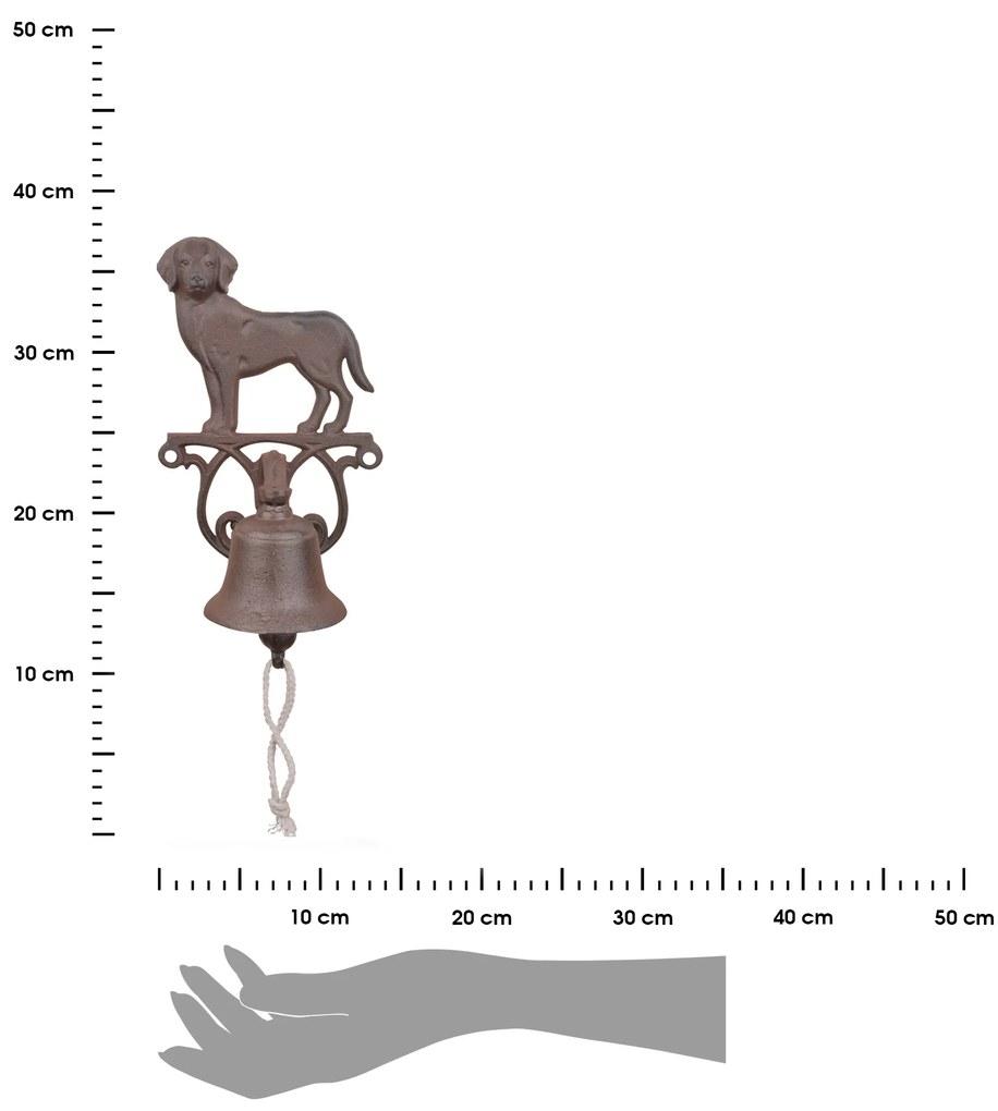 Záhradný zvonček Dog, 25x14 cm, liatina, hnedá