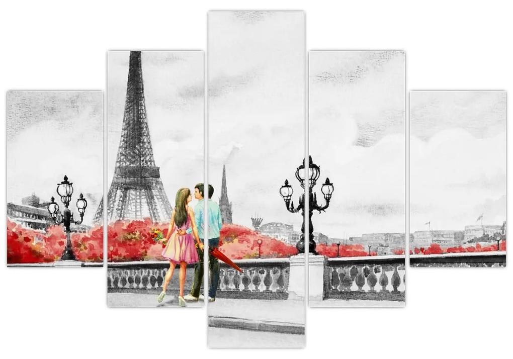 Obraz - Milenci v Paríži (150x105 cm)