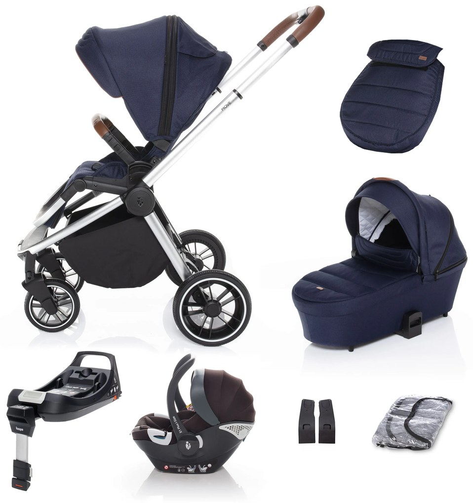 SET kočík Move+ vanička+adaptéry+autosedačka+báza, Sky Blue/Silver