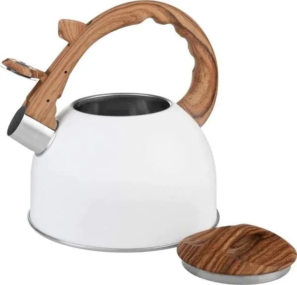 Pískací čajník biely - hnedý dekor 2,5 l
