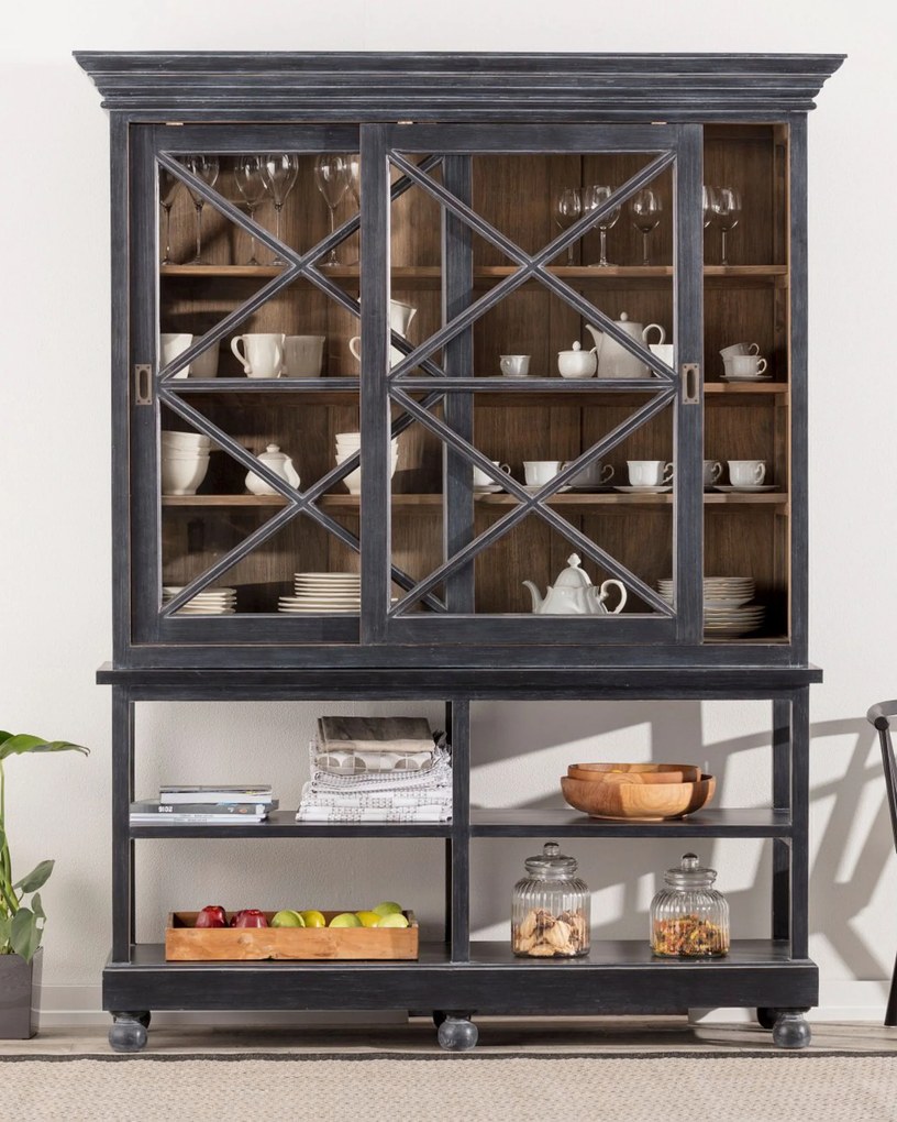 Kredenc Rimir 160 x 50 x 220 old black &amp; natural