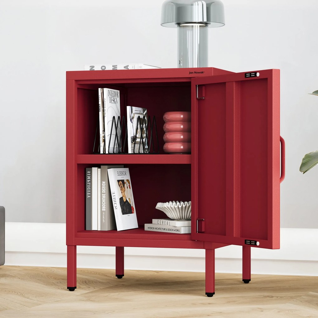Nočný stolík MIA, 424 x 595 x 400 mm, Modern: červená farba