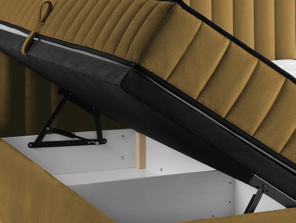 Posteľ Joy 180x200 cm, horčicovo žltá látka