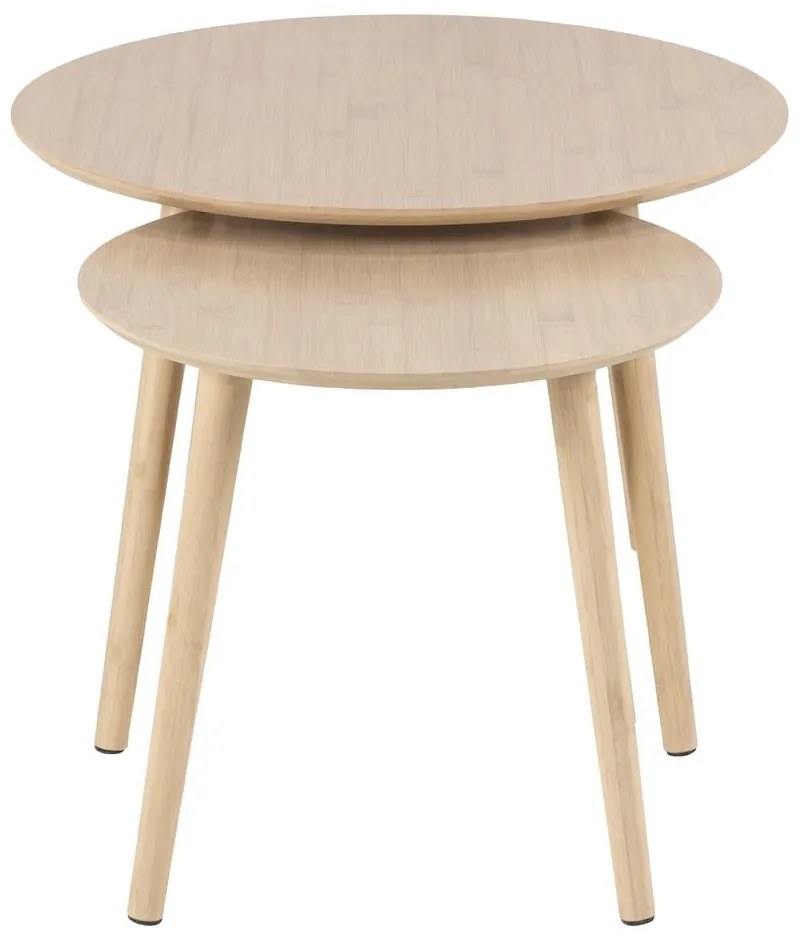 Bambusové okrúhle konferenčné stolíky v prírodnej farbe v súprave 2 ks ø 60 cm Roslin – Actona