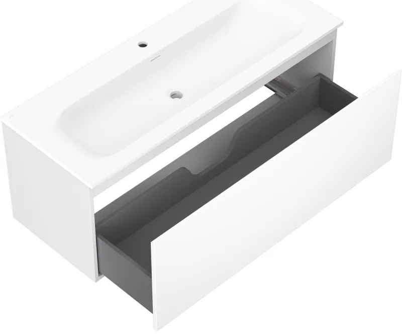 Mexen Orio, kúpeľňová skrinka 120 cm s umývadlom Vela, 1 zásuvka, biela matná, 91A10-12047-1-BF01-W23M01