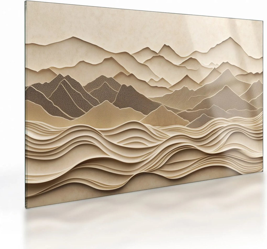 Sklenený obraz - 3D línia hôr (70x50 cm)