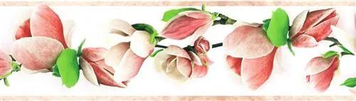 Samolepiace bordúra B 83-10-02, rozmer 8,3 cm x 5 m, vetvičky s kvetmi ružové, IMPOL TRADE