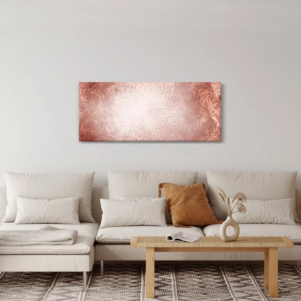Obraz - Ružová mandala (120x50 cm)