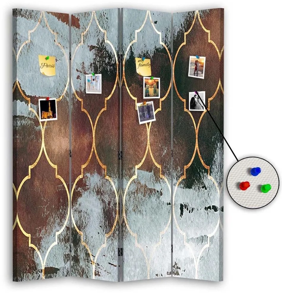 Gario Paraván Marocký ďatelina v hnedej farbe Rozmery: 145 x 170 cm, Prevedenie: Korkový paraván
