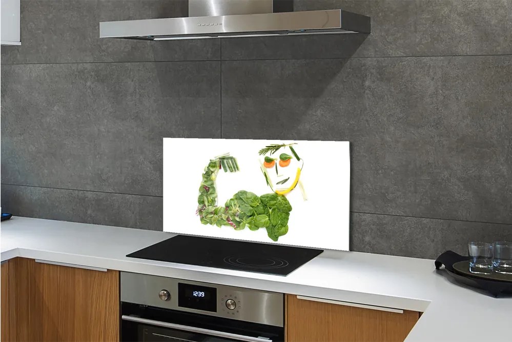 Sklenený obklad do kuchyne Znak so zeleninou 100x50 cm
