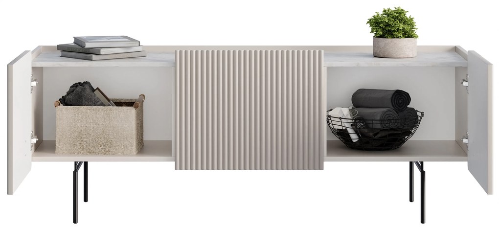 TV stolík Malmi 150 cm - kašmírová / crema bianca / čierna