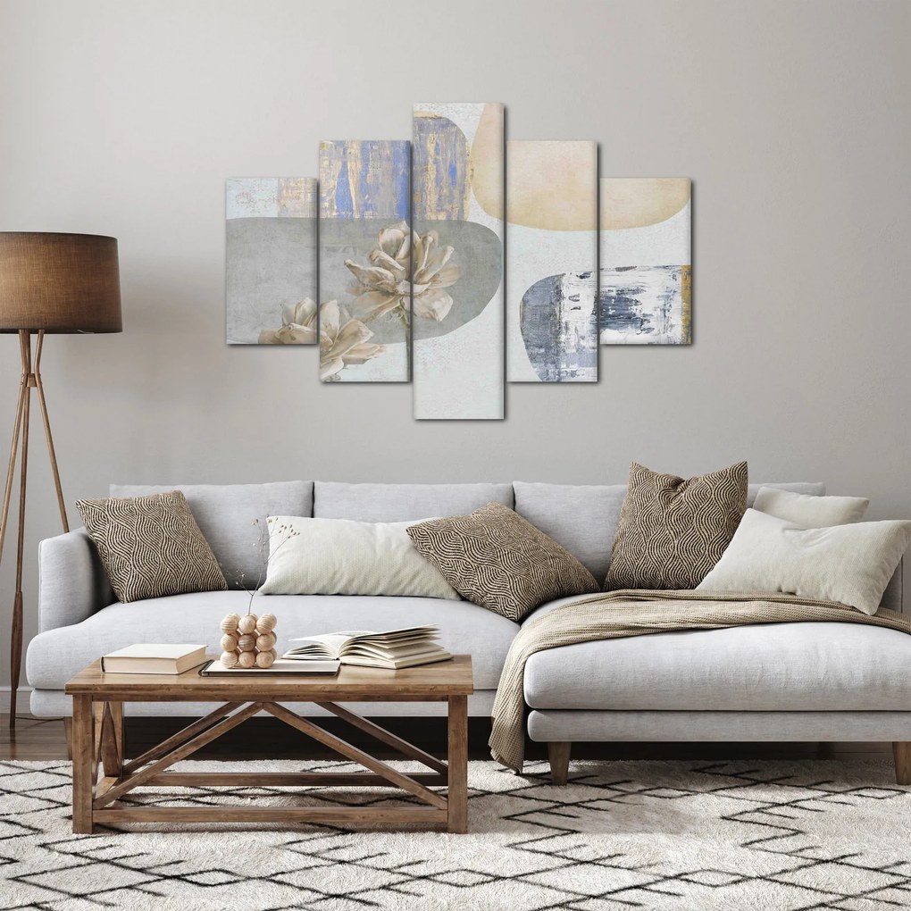 Obraz - Maľba s kvetmi a textúrami (150x105 cm)